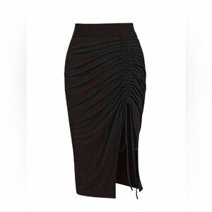 NWOT HALARA Black Ruched Pencil Skirt